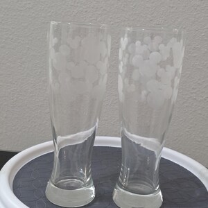 Disney Mickey Mouse Frosted Head Pilsner Glasses Fluted Beer Tumblers Pair Set 2 image 4
