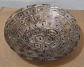Kunst-Glasschildkröten-Muschelschüssel 12 "Gold-Silber-Schildkröten-Muster strukturierte Platter