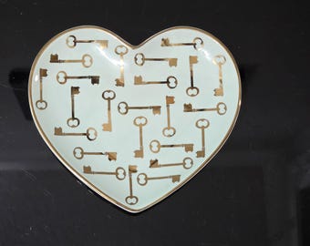 Hartkeramische trinketschaal met gouden sleutelontwerp, 5,5 x 5 inch