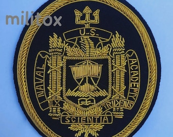 US Naval Academy Blazer Crest, Hand Embroidered Bullion Wire Badge