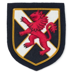 Escudo/insignia de blazer vintage con bordado a mano del león escocés, de hilo metálico, para coser, tamaño de bolsillo, insignia de blazer real