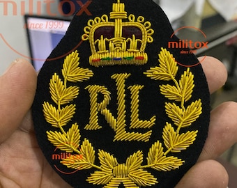 Vintage Hand Embroidered Bullion Wire Blazer Crest/ Badge, sew on, pocket size,RLL
