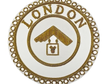 Craft Provincial London Grand Rank Full Dress Apron Badge , Bullion Wire Hand Embroidered