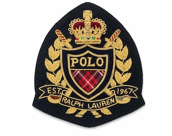 Lauren Hand Embroidered Bullion Wire Blazer Crest/ Badge, sew on, pocket size,Ralph Family