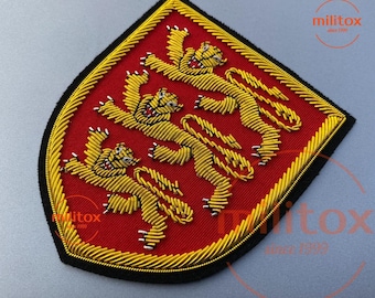 3 Lions Hand Embroidered Bullion Wire Blazer Crest/ Badge, sew on, pocket size,