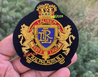 Vintage Hand Embroidered Bullion Wire Blazer Crest/ Badge, sew on, pocket size
