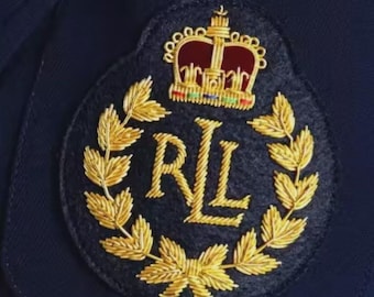 Lauren Hand Embroidered Bullion Wire Blazer Crest , sew on, pocket size,Ralph Family, Vintage Badge