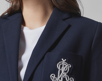 Lauren Hand Embroidered Bullion Wire Blazer Crest , sew on, pocket size,Ralph Family, Vintage Badge