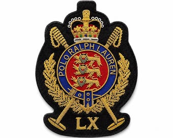 Lauren Hand Embroidered Bullion Wire Blazer Crest/ Badge, sew on, pocket size,Ralph Family