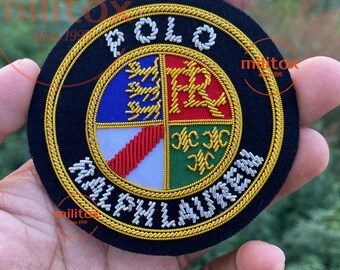 Lauren Hand Embroidered Bullion Wire Blazer Crest , sew on, pocket size,Ralph Family, Vintage Badge