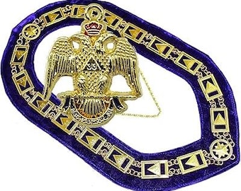 33 Degree Masonic Collar Regalia 33RD Degree Scottish RITE Plus Small Pendant
