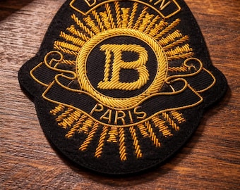 BALMAIN Vintage Hand Embroidered Bullion Wire Blazer Crest/ Badge, sew on, pocket size
