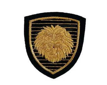 Vintage handgeborduurd edelmetaaldraadblazer embleem/badge, aannaaien, zakformaat