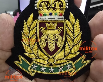 Vintage Hand Embroidered Bullion Wire Blazer Crest/ Badge, sew on, pocket size