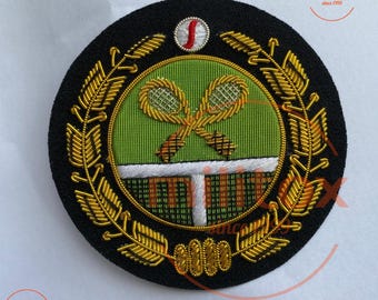 Tennis Club Hand Embroidered Bullion Wire Blazer Crest/ Badge, sew on, pocket size