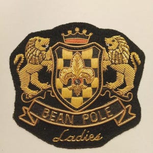 Vintage Hand Embroidered Bullion Wire Blazer Crest/ Badge, sew on, pocket size