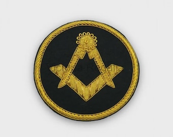 Masonic  Blazer Crest, Hand Embroidered Bullion Wire Badge