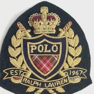 Vintage Hand Embroidered Bullion Wire Blazer Badge, sew on, pocket size , Royal Crest