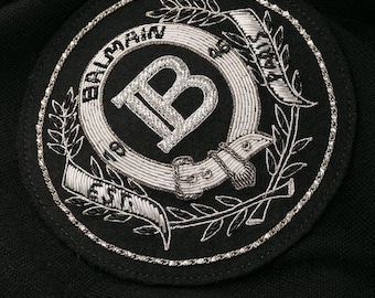 BALMAIN Vintage Hand Embroidered Bullion Wire Blazer Crest/ Badge, sew on, pocket size