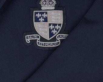 Lauren Hand Embroidered Bullion Wire Blazer Crest/ Badge, sew on, pocket size,Ralph Family