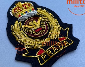 PRADA  Hand Embroidered Bullion Wire Blazer Crest/ Badge, sew on, pocket size