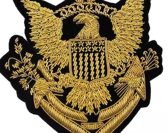 Vintage Hand Embroidered Bullion Wire Blazer Crest/ Badge, sew on, pocket size