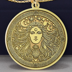 14K Gold Nyx Necklace: Greek Goddess of Night Pendant, Greek Mythology Jewelry, Silver Options