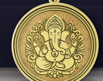 14K Guld Ganesh Halsband – Hinduiskt Elefantgudhänge, Lord Ganesha Amulett