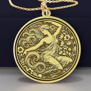 14K Gold Aphrodite Necklace – Greek Goddess of Love & Beauty Pendant