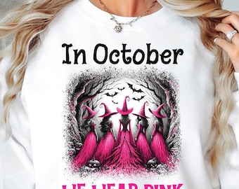 Roze Halloween-heks, png-bestand: ontwerp borstkanker (digitale download)