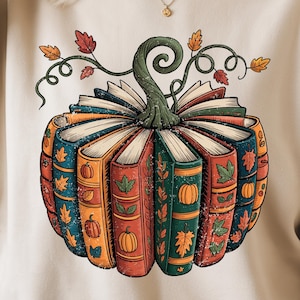 Fall Book Pumpkin png, Retro Fall Pumpkin Sublimation, Book Lover png, Retro Halloween Pumpkin Reading png, Digital Download