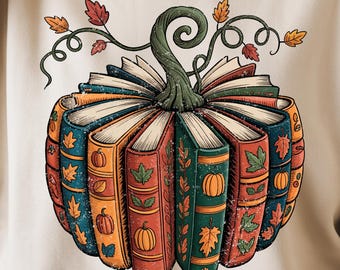 Fall Pumpkin Book PNG: Retro Halloween Design (Digital Download)