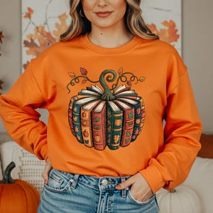 Fall Book Pumpkin png, Retro Fall Pumpkin Sublimation, Book Lover png, Retro Halloween Pumpkin Reading png, Digital Download