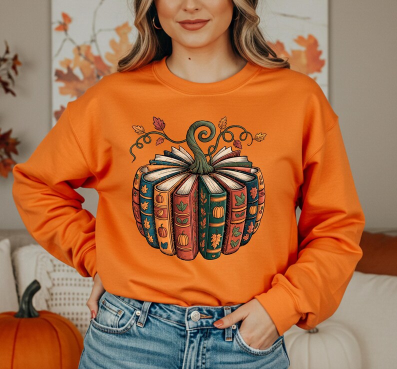 Fall Book Pumpkin png, Retro Fall Pumpkin Sublimation, Book Lover png, Retro Halloween Pumpkin Reading png, Digital Download