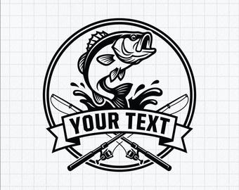 Custom Bass Fishing Logo SVG, Personalized Angler Badge Cut File (Digital Download)