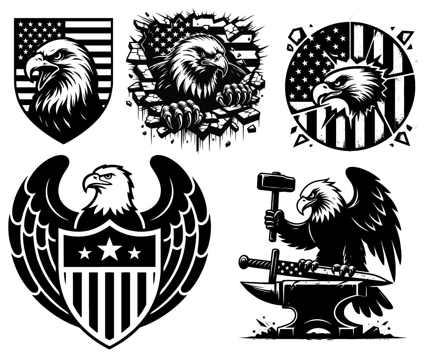 Patriotic Eagle SVG Bundle | American Flag Bald Eagle Designs (digital ...