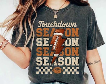 Retro Touchdown Season PNG: Football Sublimation Design (Digital Download)