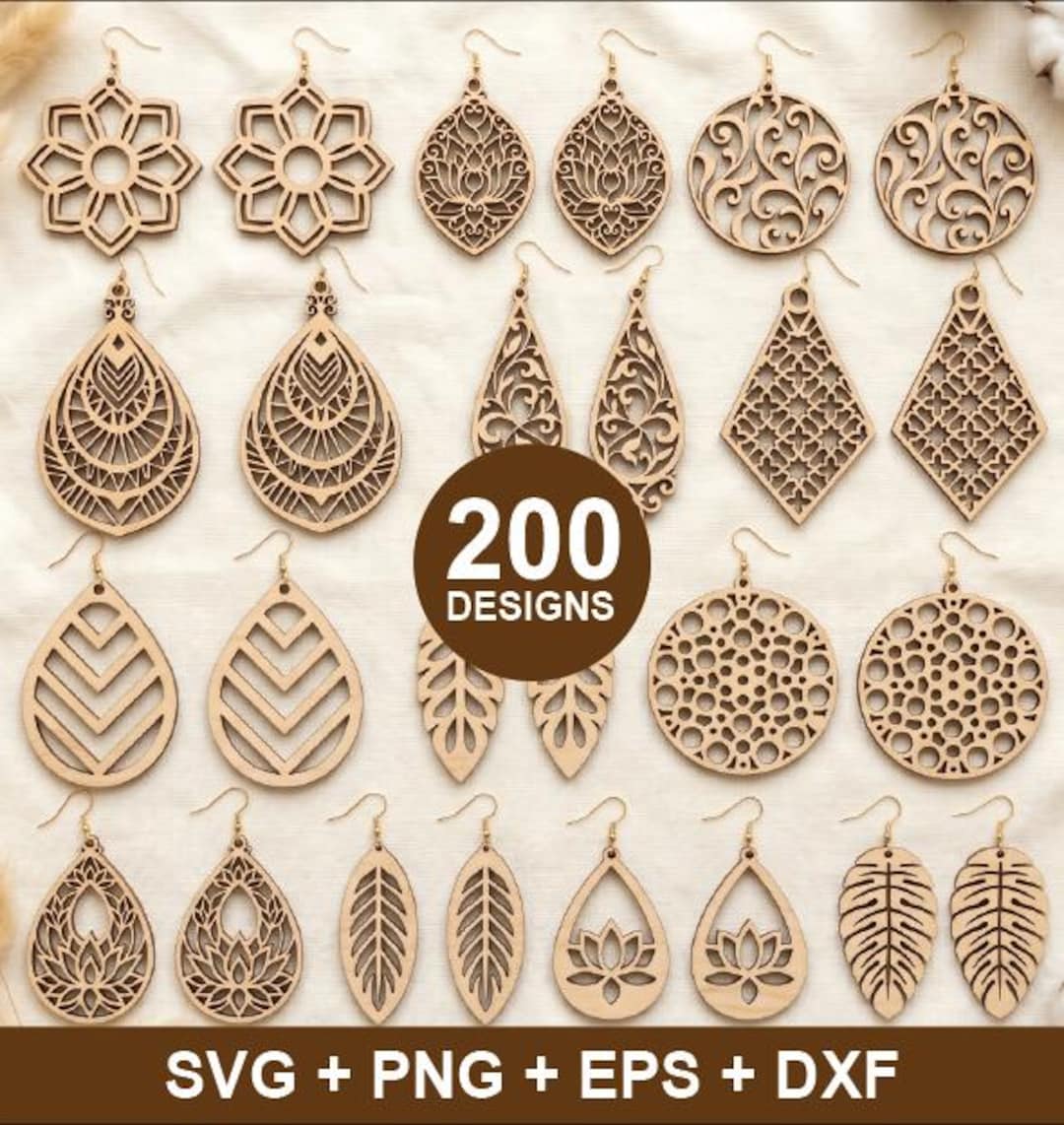 Boho Earring svg Bundle, 200 Boho Earring Laser cut Wooden file, Jewelry svg, cricut cut f