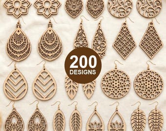 Boho Earring svg Bundle, 200 Boho Earring Laser cut Wooden file, Jewelry svg, cricut cut file, Digital Download