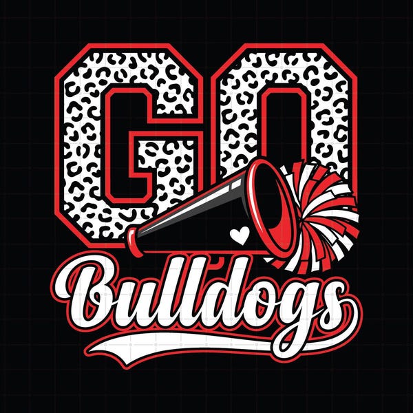 Go Bulldogs SVG, Leopard Cheer PNG, School Mascot EPS Cut File, Game Day Cricut, Football Team Gift, Cheerleader Spirit Design