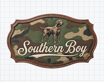 Southern Boy PNG | Hunting Dog Camo Patch Design | Labrador Retriever Country Boy Sublimation Print | Southern Shirt Instant Download