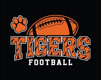 Tigers Football SVG PNG | Tigers Paw Football SVG | Tiger Stripe Mascot Cut File Cricut Silhouette | School Spirit Shirt Instant Download