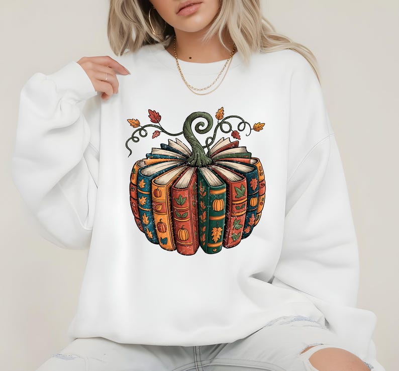 Fall Book Pumpkin png, Retro Fall Pumpkin Sublimation, Book Lover png, Retro Halloween Pumpkin Reading png, Digital Download