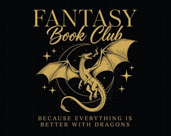 Fantasy Book Club SVG, Dragon Reader PNG, Bookworm EPS Cut File, Book Lover Cricut, Reading Gift, Celestial Dragon Design svg