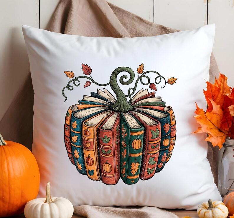 Fall Book Pumpkin png, Retro Fall Pumpkin Sublimation, Book Lover png, Retro Halloween Pumpkin Reading png, Digital Download