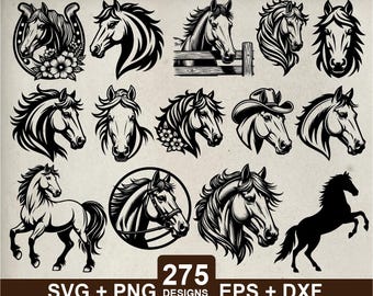 Horse SVG Bundle, Western Equestrian Ranch Designs (Cut Files for Cricut, Laser)