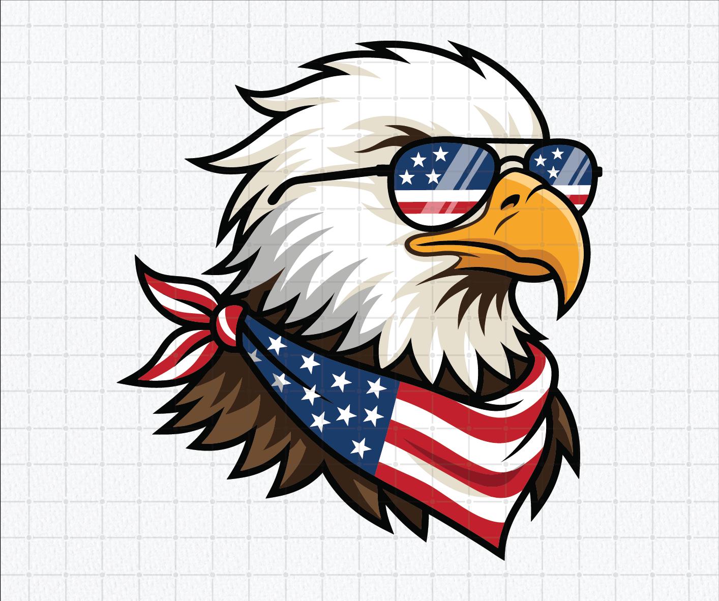 USA Eagle SVG PNG | Patriotic Bald Eagle Svg | American Flag Sunglasses ...
