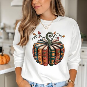 Fall Book Pumpkin png, Retro Fall Pumpkin Sublimation, Book Lover png, Retro Halloween Pumpkin Reading png, Digital Download