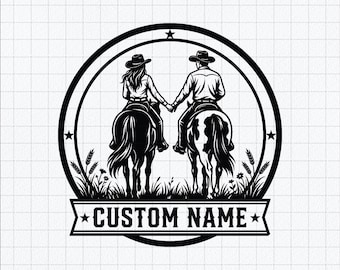Custom Cowboy Couple Western Horse SVG (Digital Download)