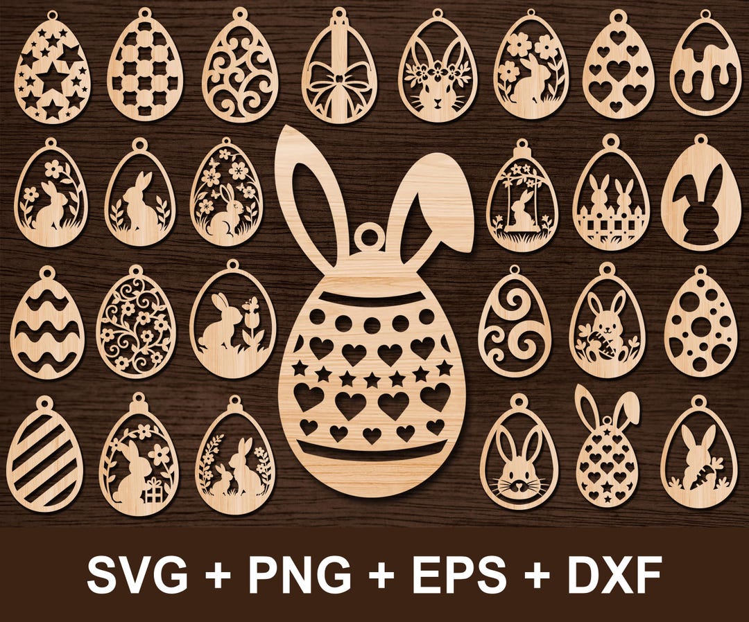 110 Easter Ornament SVG Bundle, Bunny Ornaments Svg, Easter Laser Cut ...
